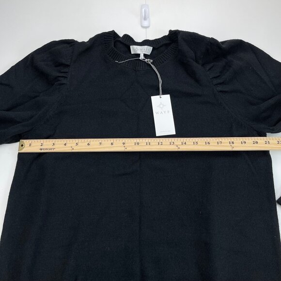 WAYF Black Puff Sleeve Long Sleeve Sheath Sweater Dress Size XLarge - Picture 10 of 12